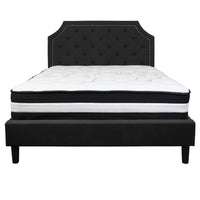 Flash Furniture Brighton Queen Size Tufted Upholstered Platform Bed with Pocket Spring Mattress - Black Fabric-Queen Platform Bed and Mattress Set