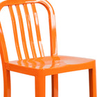 Flash Furniture 24" High Orange Metal Indoor-Outdoor Counter Height Stool with Vertical Slat Back-Galvanized Steel Construction