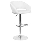 Flash Furniture Contemporary Vinyl Adjustable Height Barstool with Rounded Mid-Back & Chrome Base - White-Rounded Mid-Back Design