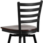Flash Furniture HERCULES Series Ladder Back Swivel Metal Barstool with Walnut Wood Seat - Black-.625'' Thick Plywood Seat