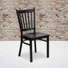 Flash Furniture HERCULES Series Black Vertical Back Metal Restaurant Chair - Mahogany Wood Seat-.625'' Thick Plywood Seat