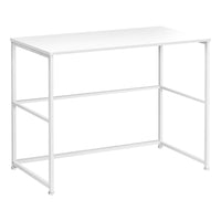 Monarch Specialties 7775 40" Computer Desk - White/White Metal-Spacious desktop in a chic white laminated finish