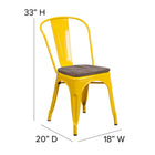 Flash Furniture Metal Stackable Chair with Wood Seat - Yellow-Cross Brace under seat provides extra stability