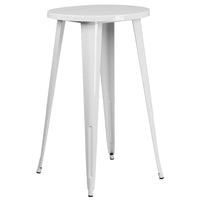 24'' Round White Metal Indoor-Outdoor Bar Height Table (CH-51080-40-WH-GG)-Metal Cafe Table