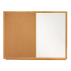 Quartet Economy Combination Dry-Erase/Cork Bulletin Board - Oak Frame - 36" x 24"-Combination cork board and white board