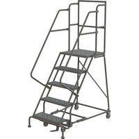 Tri-Arc Manufacturing Deep Top Step Rolling Ladder, Platform Height: 50", No. of Steps: 5, Step Width: 16" (KDSR105166-D2)-No. of Steps: 5