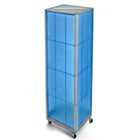 Azar Displays 60" x 16" 4-Sided Pegboard Floor Display with Wheels, Blue (700406-BLU)-Square tower spinner with wheels