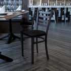 Flash Furniture HERCULES Series Black Ladder Back Metal Restaurant Chair - Mahogany Wood Seat-Curved Support Bar