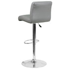 Flash Furniture Contemporary Vinyl Adjustable Height Barstools with Rolled Seat & Chrome Base - Grey - 2 Pack-Line Stitching on Back