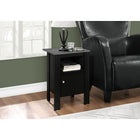 Monarch Specialties 2134 Accent Table - Black/Grey Top Night Stand With Storage-Finished in black with a beautiful grey wood look on top for a warm tone that will draw attention to your stylish living room, bedroom, family room, or den