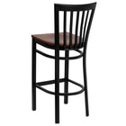 Flash Furniture HERCULES Series Black School House Back Metal Restaurant Barstool - Cherry Wood Seat - 2 Pack-.625" Thick Plywood Seat