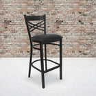 Flash Furniture HERCULES Series Black "X" Back Metal Restaurant Barstool - Black Vinyl Seat-Welded Joint Assembly