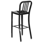 Flash Furniture 30" High Black Metal Indoor-Outdoor Barstool with Vertical Slat Back-Black Powder Coat Finish