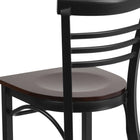 Flash Furniture HERCULES Series Black Three-Slat Ladder Back Metal Restaurant Chair - Walnut Wood Seat-Welded Joint Assembly
