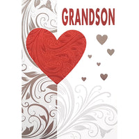 Rosedale Greeting Cards/Envelopes - Happy Valentine's Day Grandson - 5-1/2" x 8" - 12 Pack-Printed on premium uncoated card stock