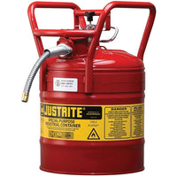 Justrite D.O.T. AccuFlow Safety Cans, 5/8" x /4" x 17 1/4", Red-Hold-down bracket with easy-to-grip tightening screw prevents vapour release and spills during transport
