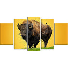 Designart Lone Bison Canvas Art Print, 5 Panels, (PT2326-373)-Print