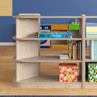 Flash Furniture Bright Beginnings Commercial Grade 3 Tier Wooden Classroom Open Corner Storage Unit, Safe, Kid Friendly -Natural-Wipe Clean with a Damp Cloth