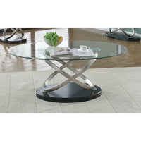 Brassex Chantal Coffee Table, Silver/Black (275-02)-Black/Silver finish with tempered glass