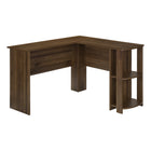 Monarch Specialties 7721 Computer Desk - Dark Walnut L-Shaped Corner/2 Shelves-L-shaped computer desk with storage in a wood-look finish