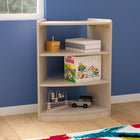 Flash Furniture Bright Beginnings Commercial Grade Bow Front 3 Tier Wooden Classroom Open Corner Storage Unit, Safe - Natural-Natural Finish Engineered Birch Plywood