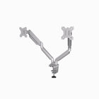Fellowes Platinum Series Dual Monitor Arm - Silver-Easily mounts to any desk between via clamp (to desks between .4"-3.35" or grommet (through grommet holes between .33"-2.75" in diameter)