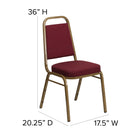 Flash Furniture HERCULES Series Trapezoidal Back Stacking Banquet Chair in Burgundy Patterned Fabric - Gold Frame-Upholstered Seat and Back
