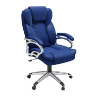 CorLiving LOF-478-O Leatherette Executive Office Chair - Cobalt Blue-Contoured lumbar support