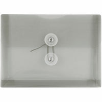 JAM Paper Plastic Envelopes with Button and String Tie Closure Index Booklet - 5.5" x 7.5" - Smoke Gray - 12 Pack -Colour: Smoke Grey
