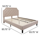 Flash Furniture Brighton Queen Size Tufted Upholstered Platform Bed - Beige Fabric-15 Wood Support Slats