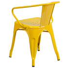 Flash Furniture Yellow Metal Indoor-Outdoor Chair with Arms-Curved Back with Vertical Slat