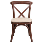 Flash Furniture HERCULES Series Stackable Kids Mahogany Wood Cross Back Chair with Cushion-Stackable Kids Bistro Style Chair