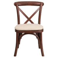 Flash Furniture HERCULES Series Stackable Kids Mahogany Wood Cross Back Chair with Cushion-Stackable Kids Bistro Style Chair