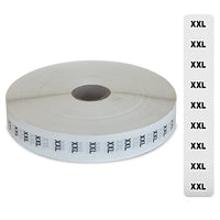 Eddie's Sizer Sticker Strips - 2XL - Black & White Print on Clear - 3/4"x 4-1/2"  - 1000 Per Roll-black & white print on clear