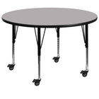 Flash Furniture Mobile 42'' Round Activity Table, Gray Laminate Top, Height-Adjustable Preschool Legs (XUA42RNDGYTPC)-Gray/Chrome, Laminate, Steel