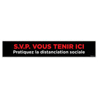Eddie's "Veuillez vous tenir ici" Rung Anti-Slip Floor Decal - Red/Black - 2" x 12" - French-Social Distancing / Covid-19 Decal