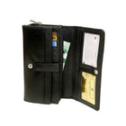Ashlin Genuine Leather Ladies Bi-Fold Wallet with Chequebook, Black-Cashmere lambskin Napa leather