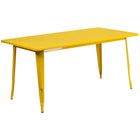 Flash Furniture 31.5'' x 63'' Rectangular Yellow Metal Indoor-Outdoor Table Set with 6 Arm Chairs (ET-CT005-6-70-YL-GG)-31.50"W x 63"D x 29.50"H