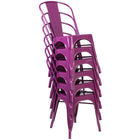 Flash Furniture Purple Metal Indoor-Outdoor Stackable Chair-Drain Holes in Seat