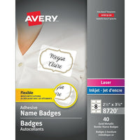 Avery Self Adhesive Flexible Name Badge, Gold Flourish Border, 40 Pack-Flexible Name Badges with a decorative gold flourish