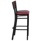 Flash Furniture HERCULES Series Black Cutout Back Metal Restaurant Barstool - Mahogany Wood Back & Burgundy Vinyl Seat - 2 Pack-Burgundy Vinyl Upholstered Seat