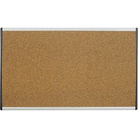 Quartet Coloured Cork Bulletin Board, Aluminum Frame, 30" x 18"-Corkboard offers a rich pebble-coloured cork surface surrounded by a contemporary aluminum frame