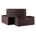 Winsome Torino Folding Fabric Baskets, Chocolate, 3 Pack (38323)-Set of folding baskets