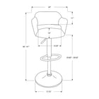 Monarch Specialties 2358 Barstool - White/Chrome Metal Hydraulic Lift-Contemporary styled
