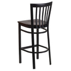 Flash Furniture HERCULES Series Black School House Back Metal Restaurant Barstool - Walnut Wood Seat-Walnut Finished Wood Seat