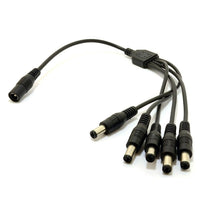 SeqCam 1 to 5 Power Cable Splitter, 0" x 2" x 7", Black-SeqCam CCTV Power Cable Splitter 1 to 5 features with high quality UL compliant cables and DC plug