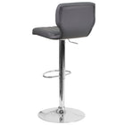 Flash Furniture Contemporary Grey Vinyl Adjustable Height Barstool with Vertical Stitch Back & Chrome Base-Vertical Line Design