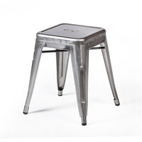 Nicer Furniture Tolix Style Backless Metal Industrial Stack 18" Stool - Gunmetal-Drain Hole in Seat. Non-Marring Glides. Lightweight Design