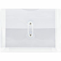 JAM Paper Plastic Envelopes with Button and String Tie Closure Index Booklet - 5.5" x 7.5" - Clear - 12 Pack -Colour: Clear