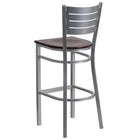 Flash Furniture HERCULES Series Silver Slat Back Metal Restaurant Barstool - Mahogany Wood Seat-Mahogany Finished Wood Seat